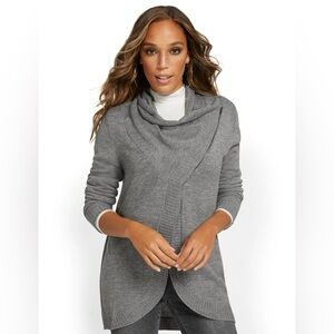 Cowl-Neck Zip Cardigan Gray Women's Medium NY&C New York and Company